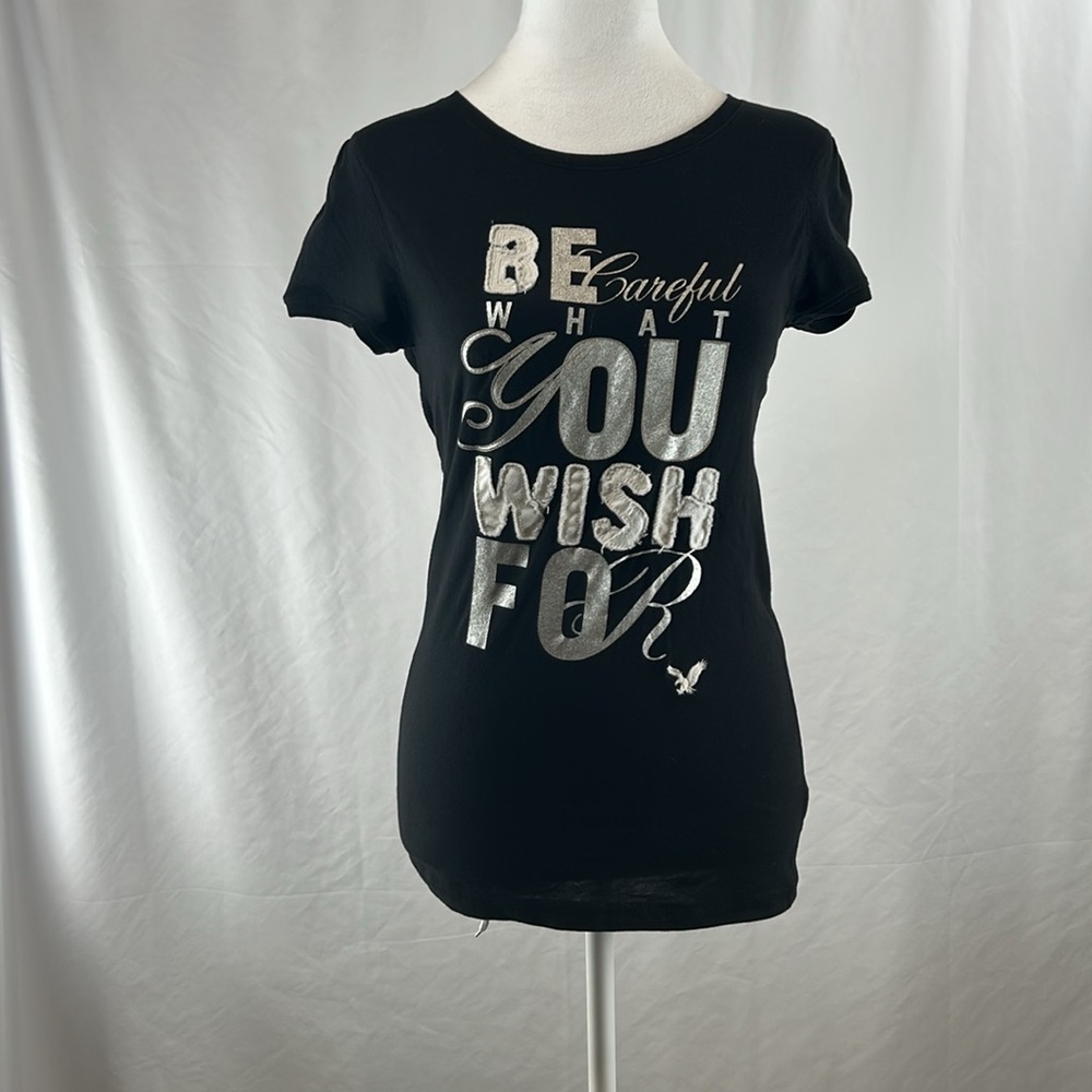 American Eagle Christmas Shirt - Be Careful What you wish For Tee Shirt Size Med